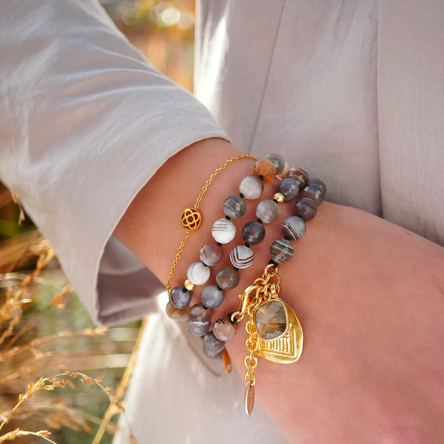 'Desert Light' Wickelarmband - Botswana Achat