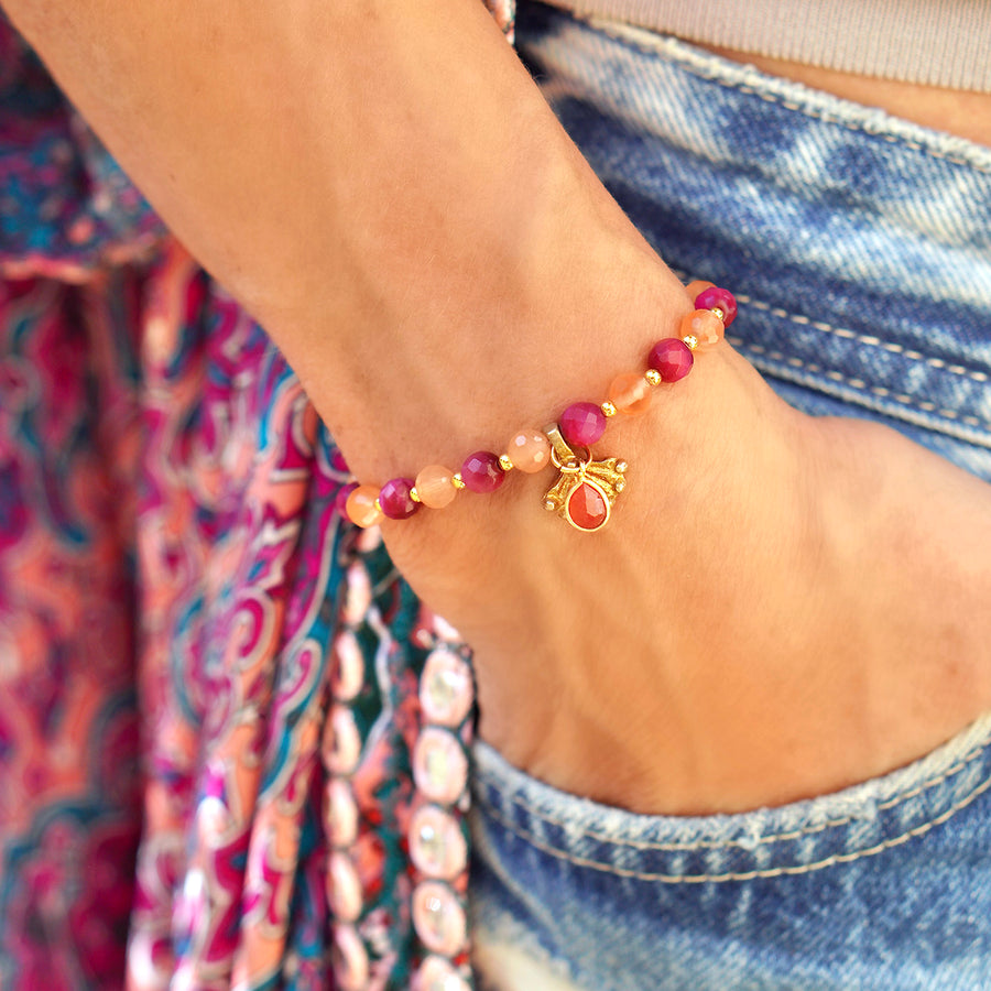 'Festival' Armband, magenta/orange