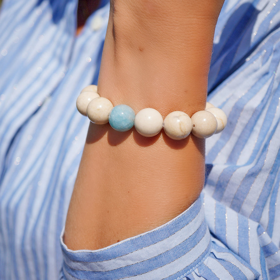 'Ocean Fossil' Armband mit Aquamarin