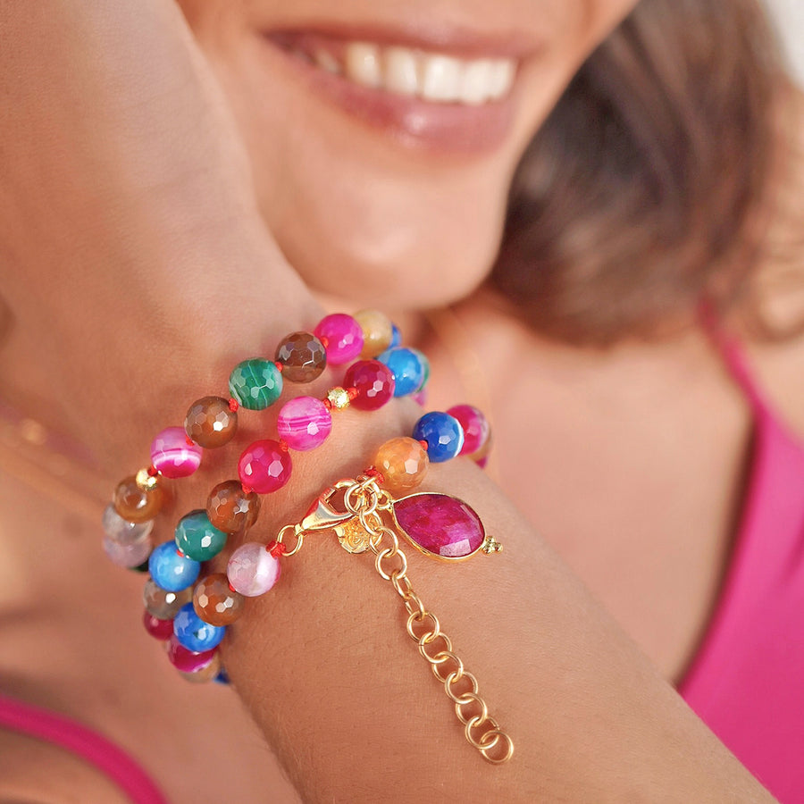'Isla Bonita' Armband – Achat & Rubin-Quarz