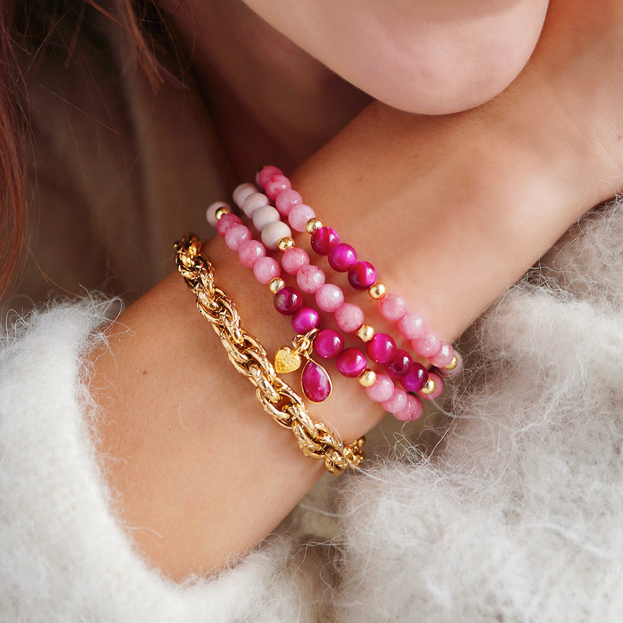 Holz Mala Armband, magenta/rosé