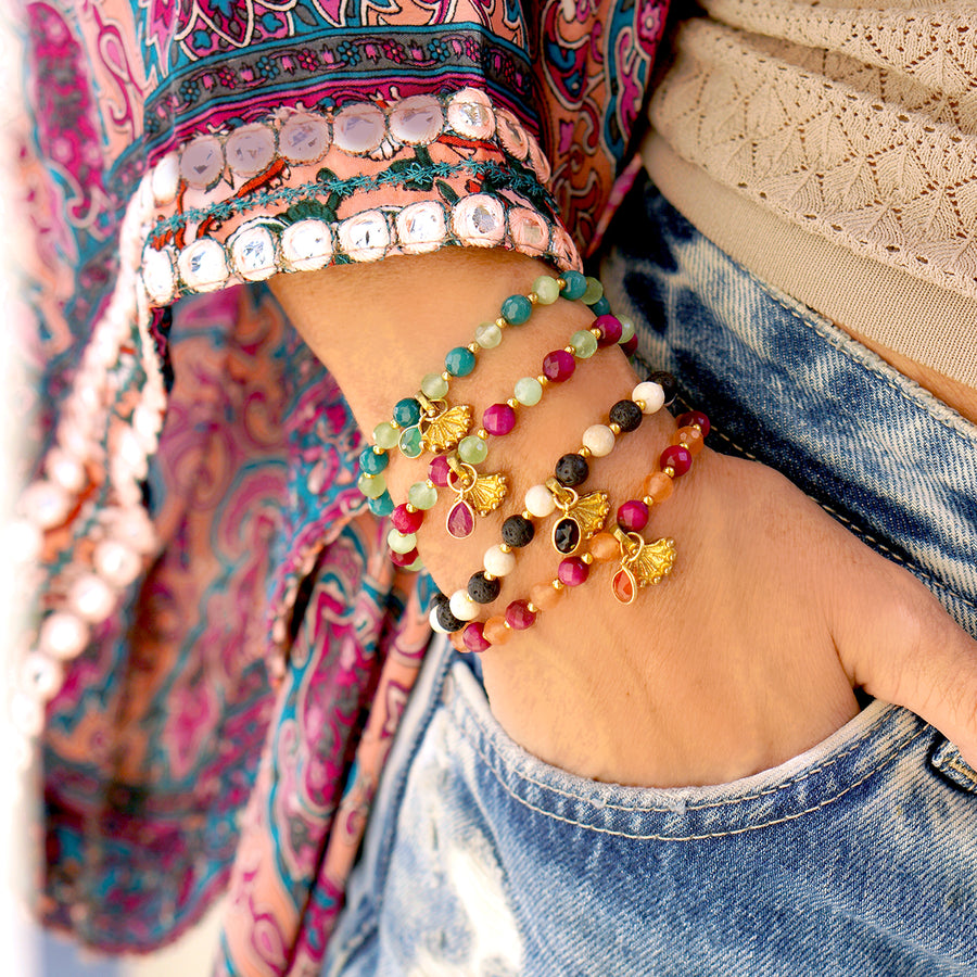 'Festival' Armband, magenta/orange