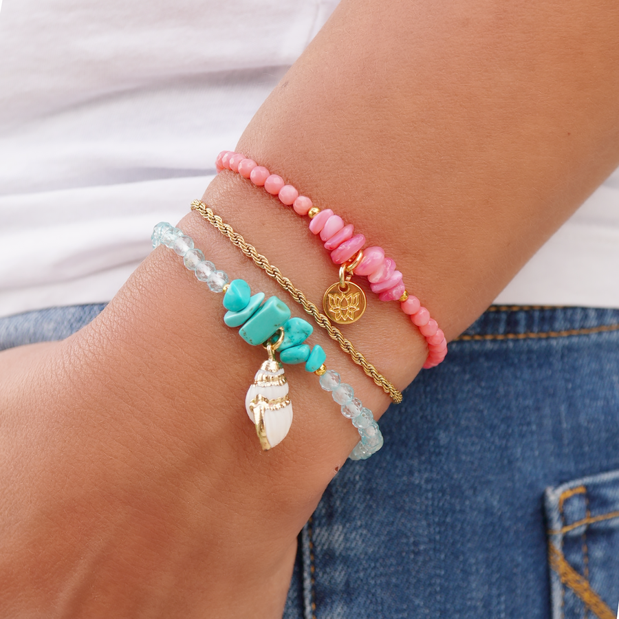'Blue Beach' Armband aus Türkis und Blaue Topas
