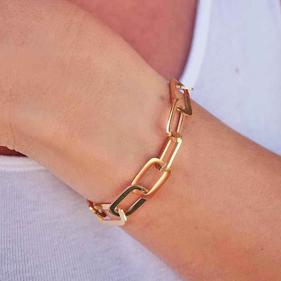 'Paperclip' Armband - 18K vergoldeter Edelstahl, wasserfest