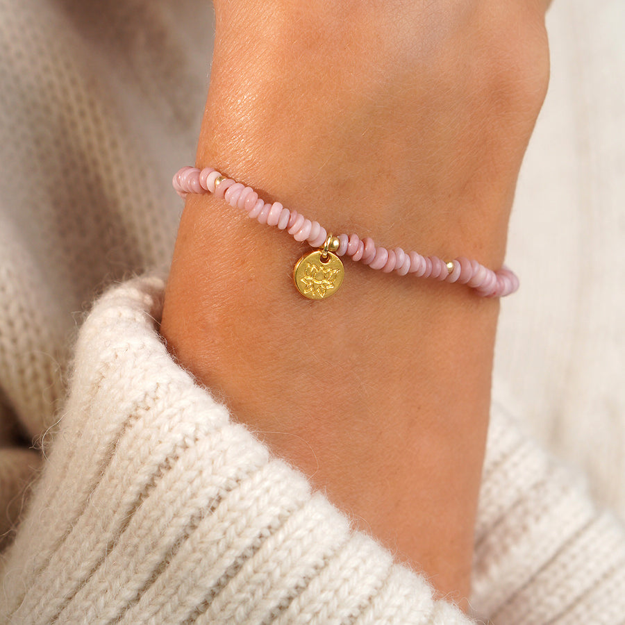 'Lotus Harmony' Armband mit Java Perlen, dusty rose