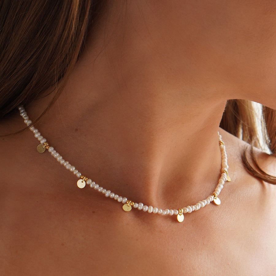 'Golden Drops' Choker Halskette aus Süßwasserperlen