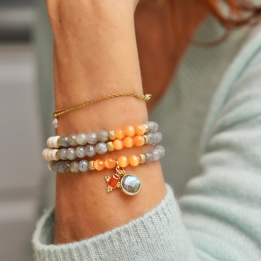 'Gemstone Symphony' Armband, mit Labradorit, orange/grau