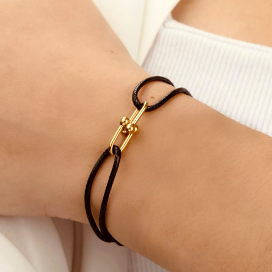 Cord Armband mit Golddetails