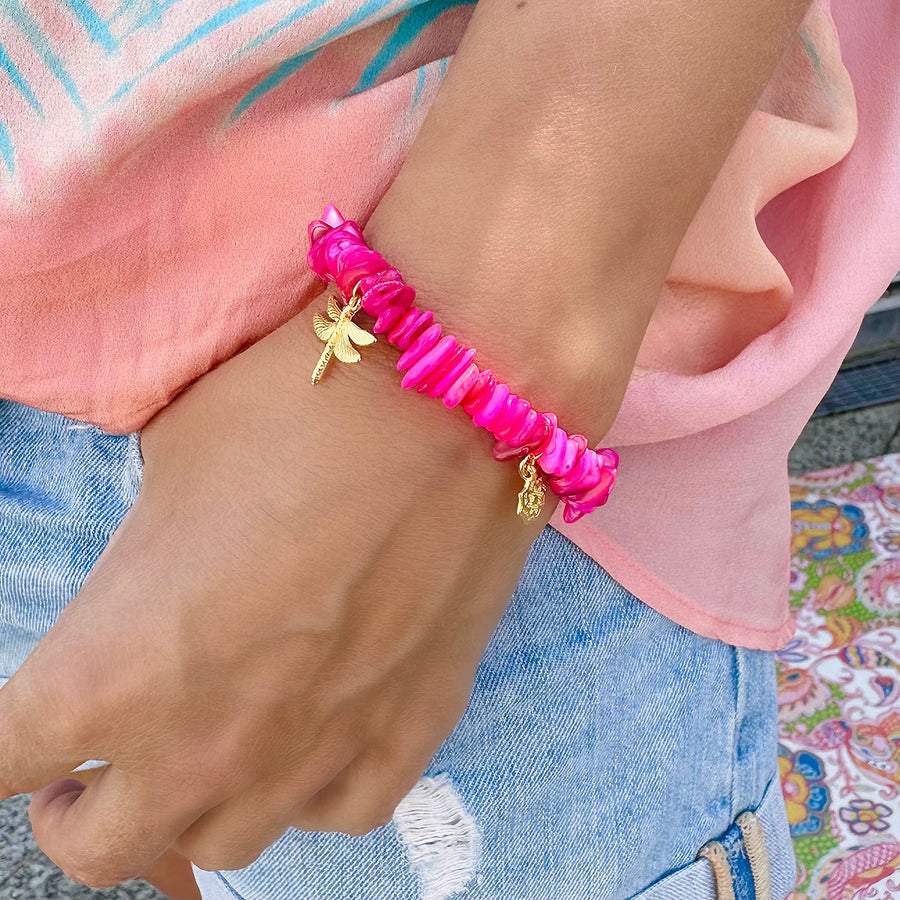 'Pink Shell' Charms Armband - pink