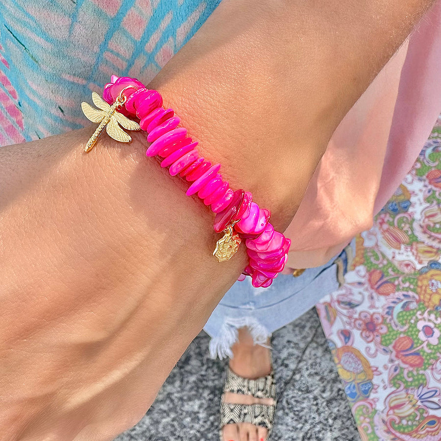 'Pink Shell' Charms Armband - pink