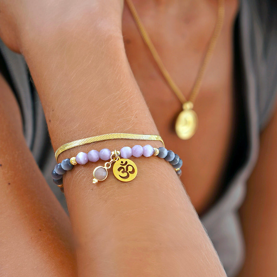 'Om Harmony' Armband aus Katzenauge-Quarz