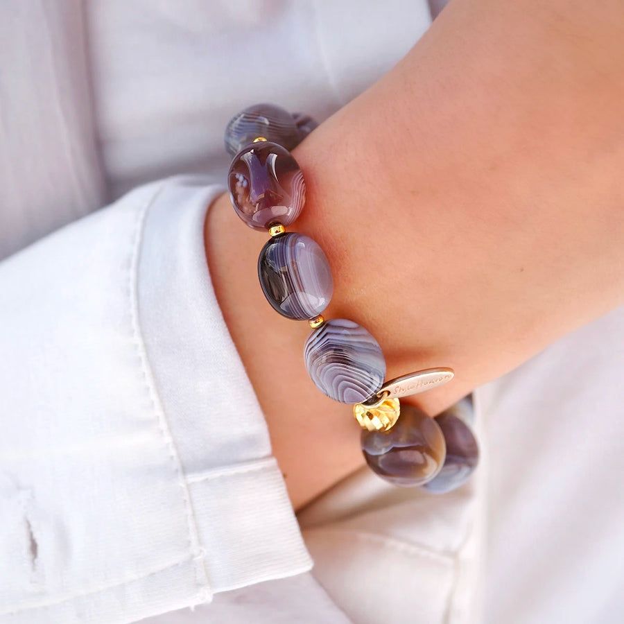 'Wild Lines' Armband - Botswana Achat