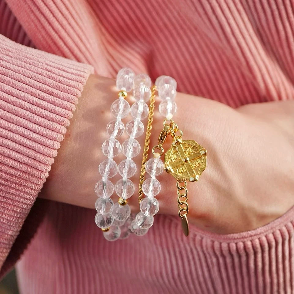 'Mountain Energy' Armband - Bergkristall, geknoted