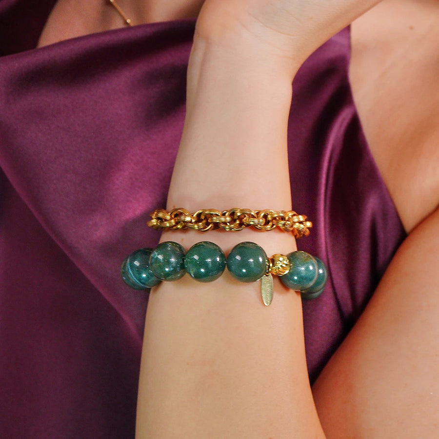 'Amara' Kugelarmband 14mm - Moosachat