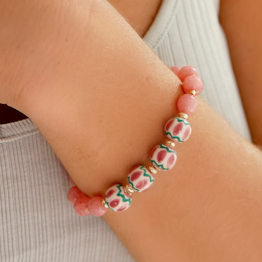 'Spring Essence' Armband aus rosa Achat