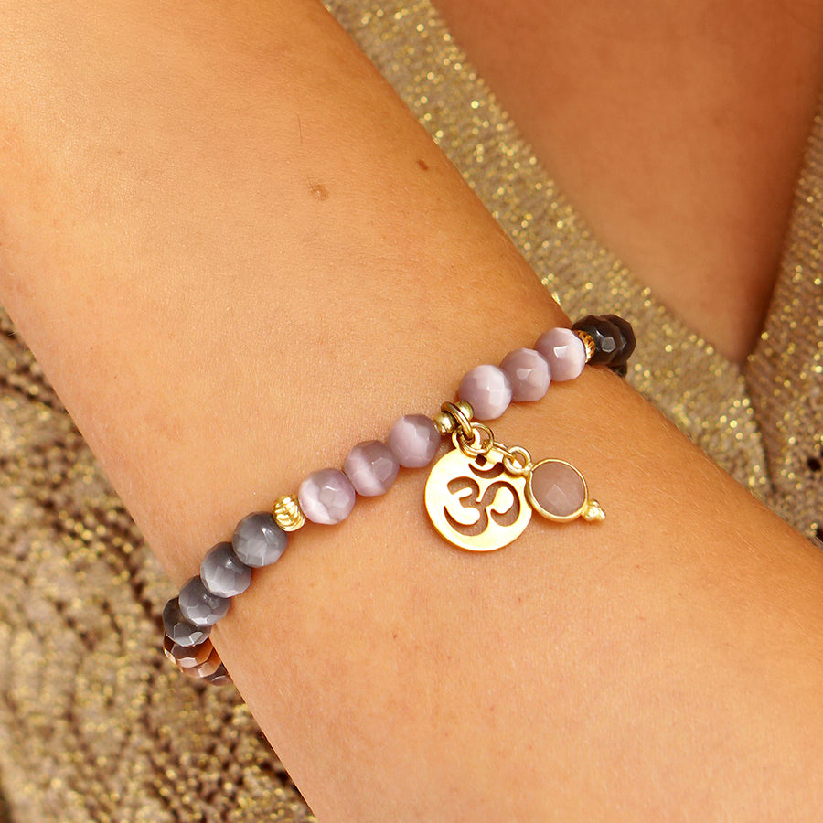 'Om Harmony' Armband aus Katzenauge-Quarz