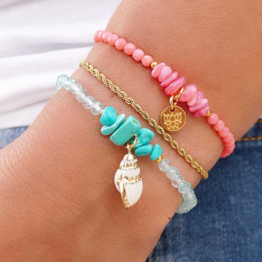 'Blue Beach' Armband aus Türkis und Blaue Topas