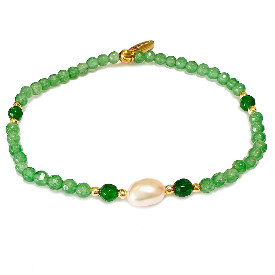 Achat Armband mit Süßwasser Perle, grün/grün