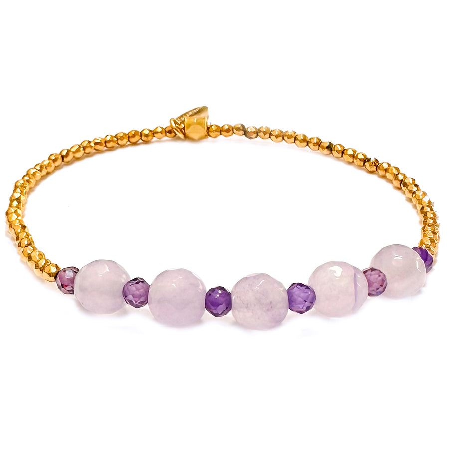 'Lavender Elegance' Armband mit gefärbtem Achat, lavender