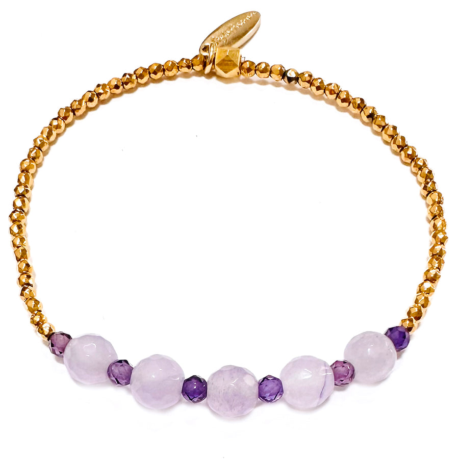 'Lavender Elegance' Armband mit gefärbtem Achat, lavender