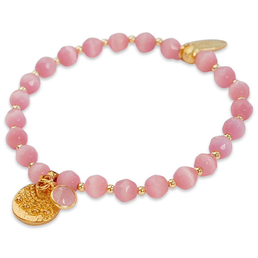 'Blessed' Armband aus Katzenauge, rose