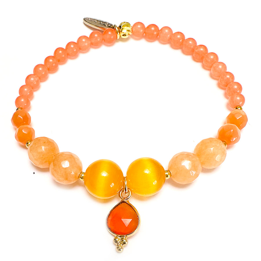 'Golden Sunset' Armband - div. Edelsteine, orange