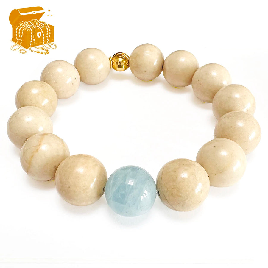 'Ocean Fossil' Armband mit Aquamarin