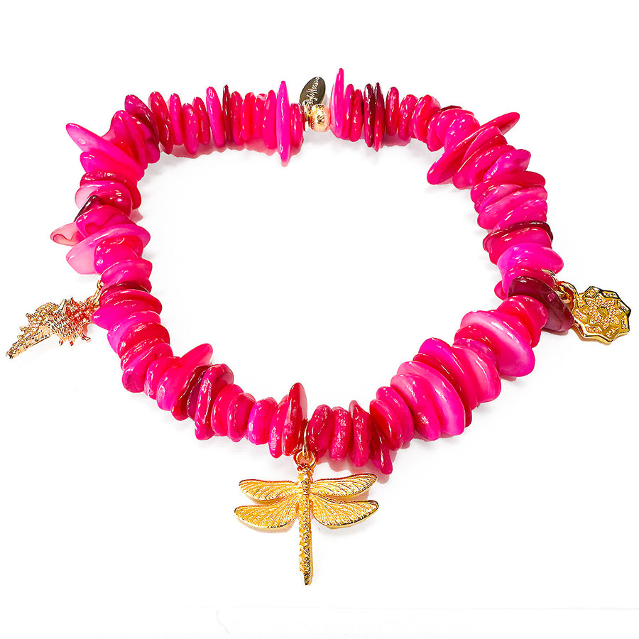 'Pink Shell' Charms Armband - pink