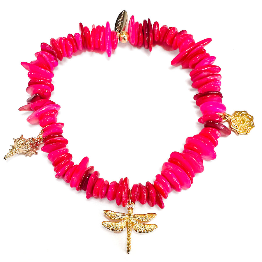 'Pink Shell' Charms Armband - pink