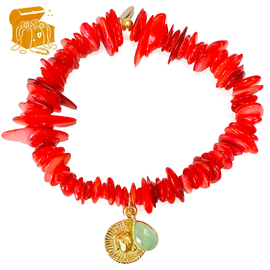 'Coral Shell' Charm Armband - coral
