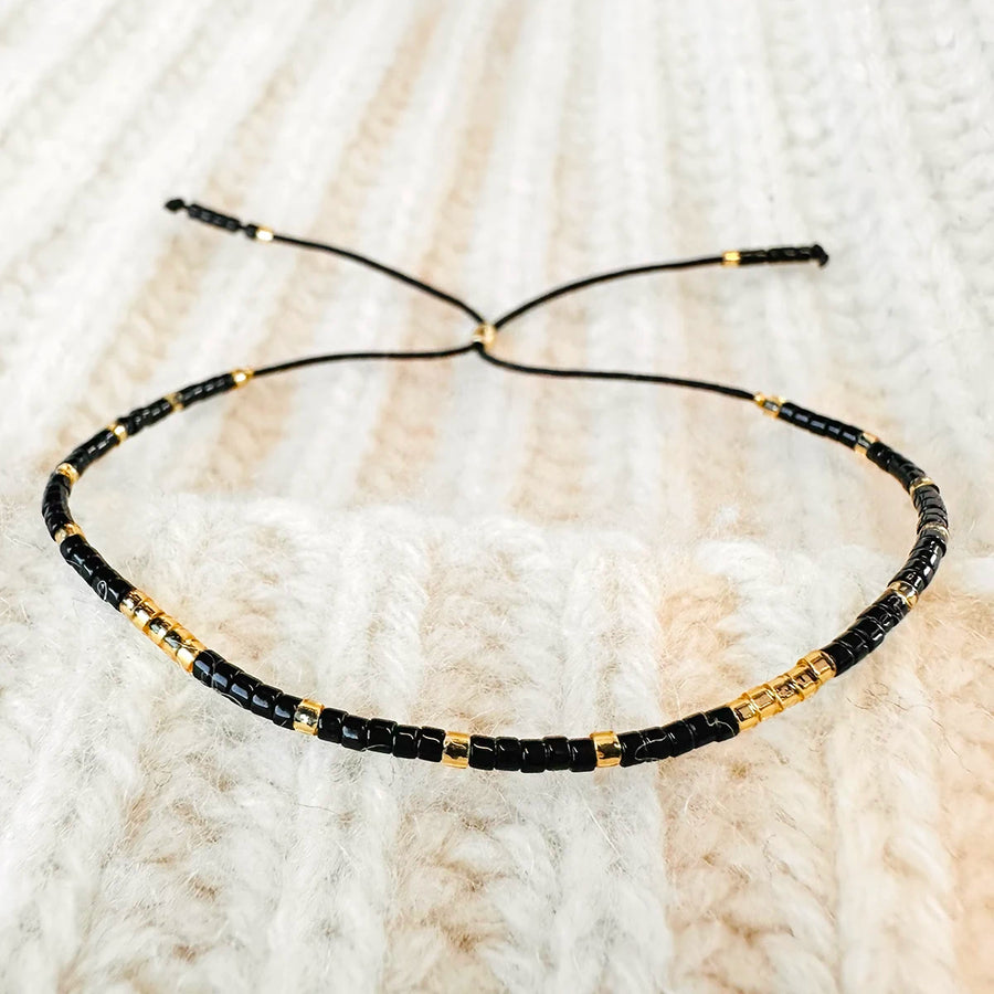 Miyuki Armband - schwarz, gold