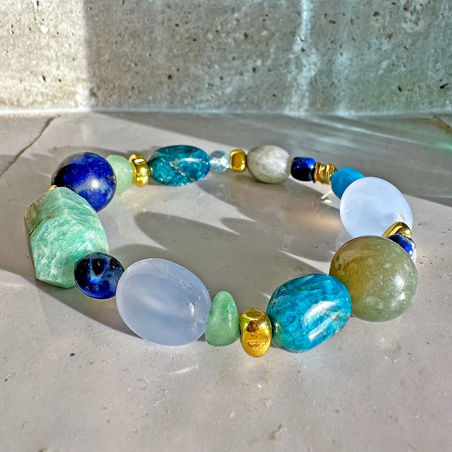 ‘My Denim’ Armband - Apatit, Lapislazuli, Aventurin, Topas