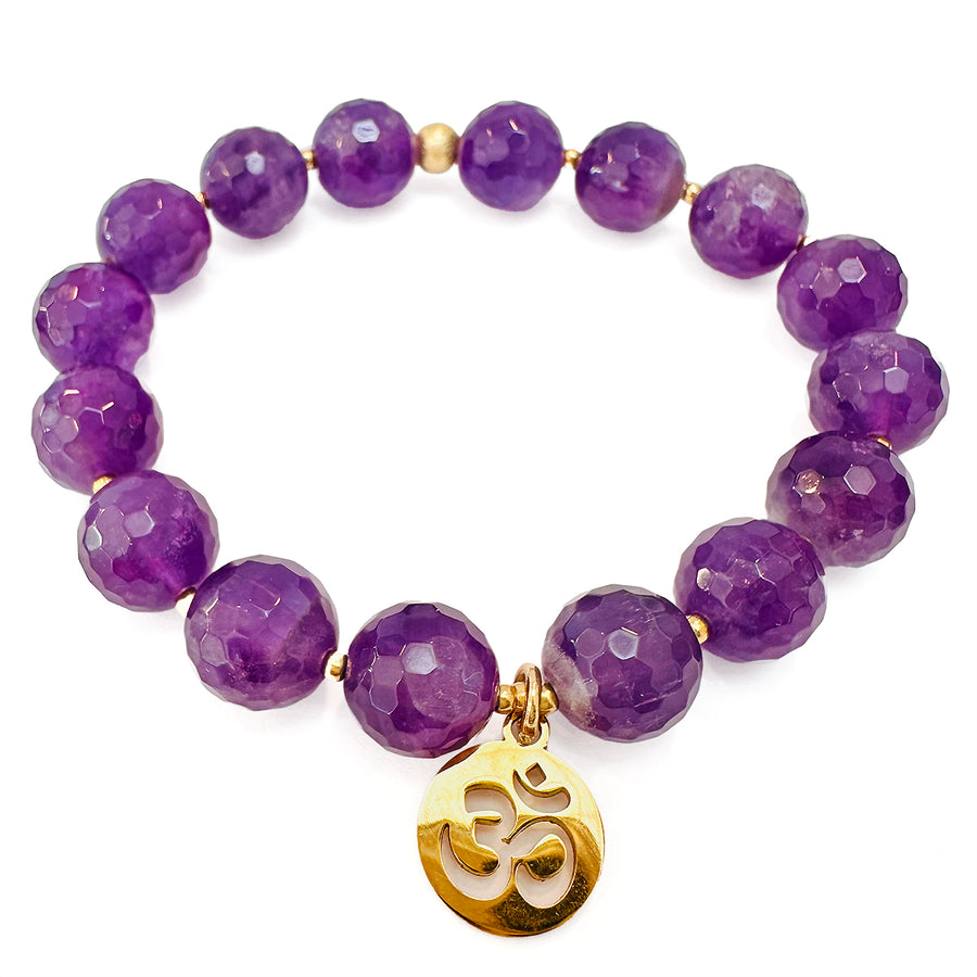 Amethyst Armband mit Om Anhänger