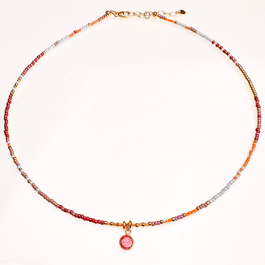 'Rosy Glow' Halskette mit Quarz Anhänger