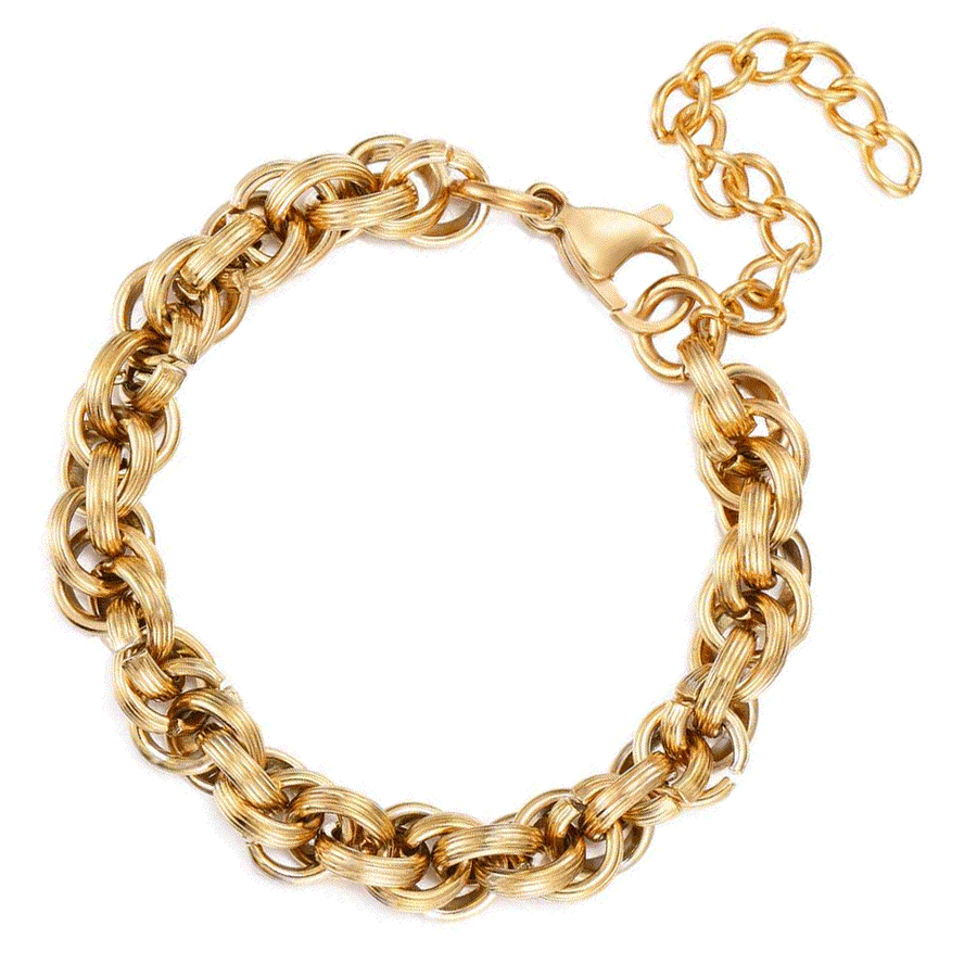 Liora Armband Set mit Moosachat und 18K vergoldetem Edelstahl im warmen Goldton Moosachat Bundle