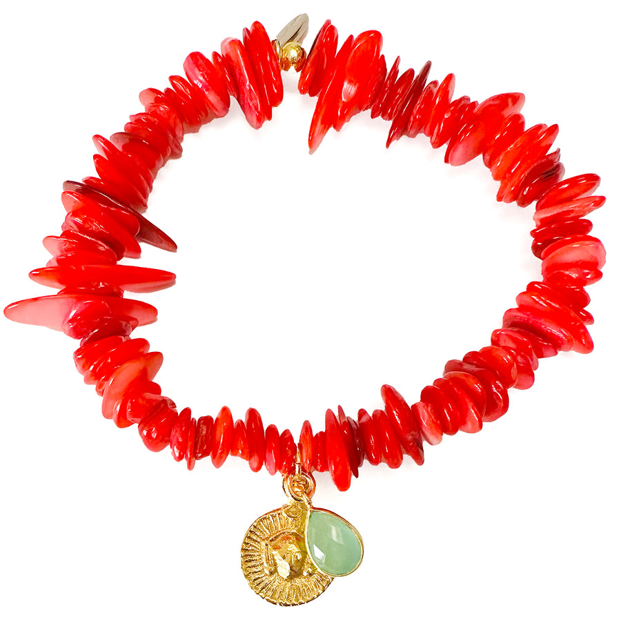 'Coral Shell' Charm Armband - coral