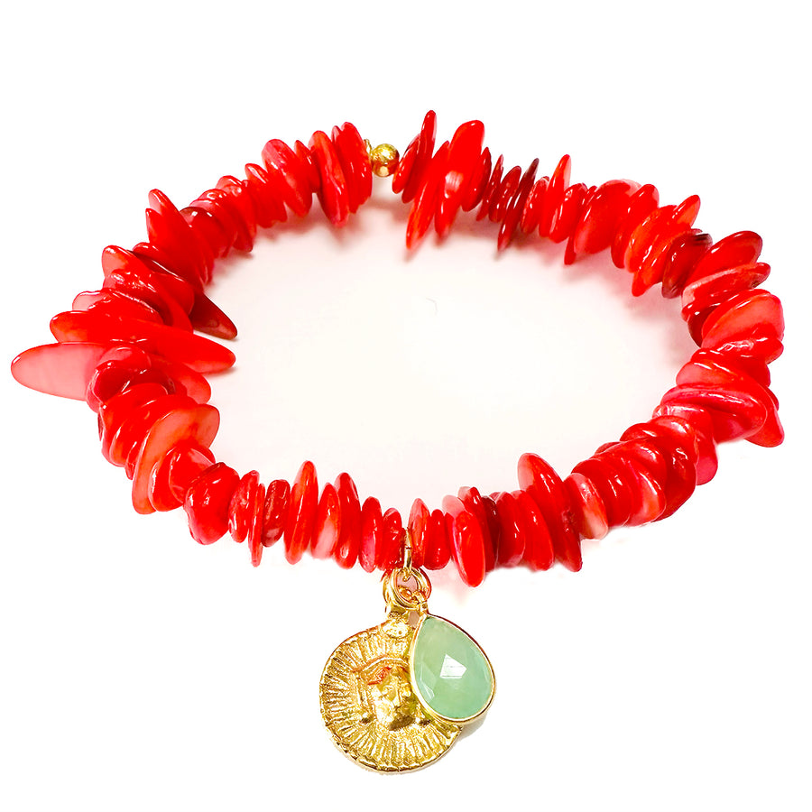'Coral Shell' Charm Armband - coral