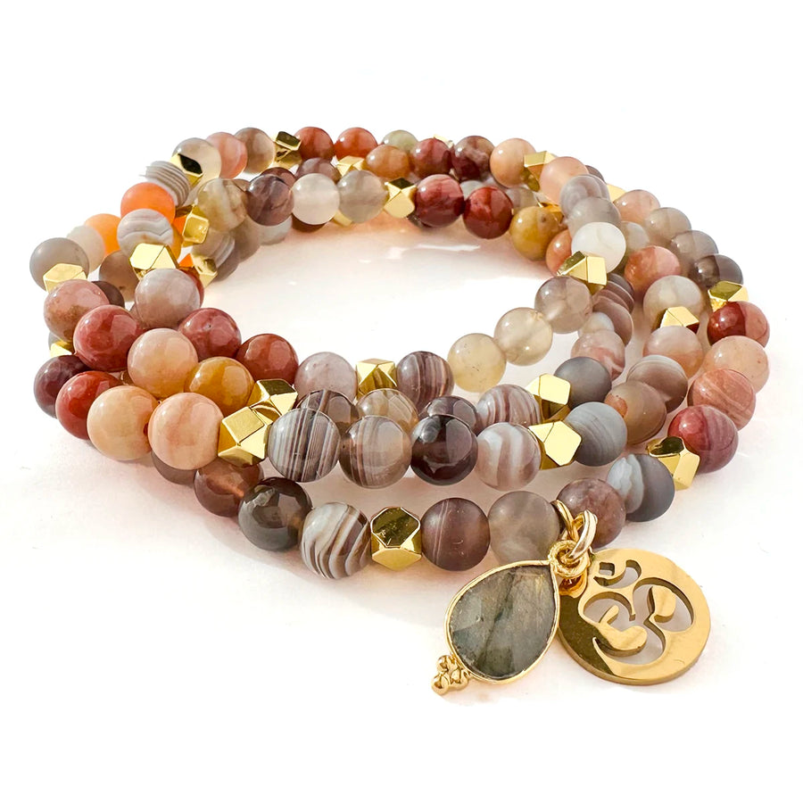 'Silent Lines' Armband - Botswana Achat 6mm