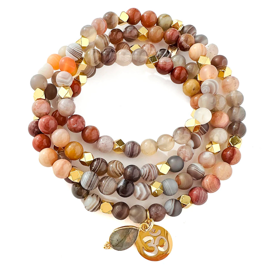 'Silent Lines' Armband - Botswana Achat 6mm