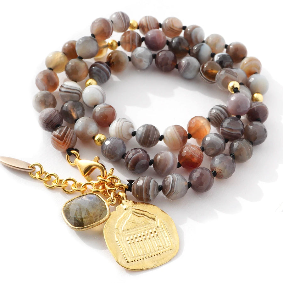 'Desert Light' Wickelarmband - Botswana Achat