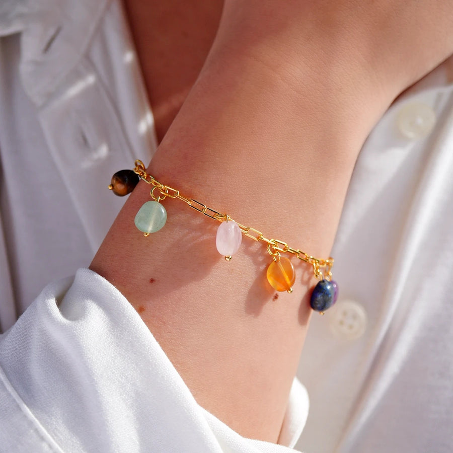 Chakra Armband - 18K vergoldetes Silber
