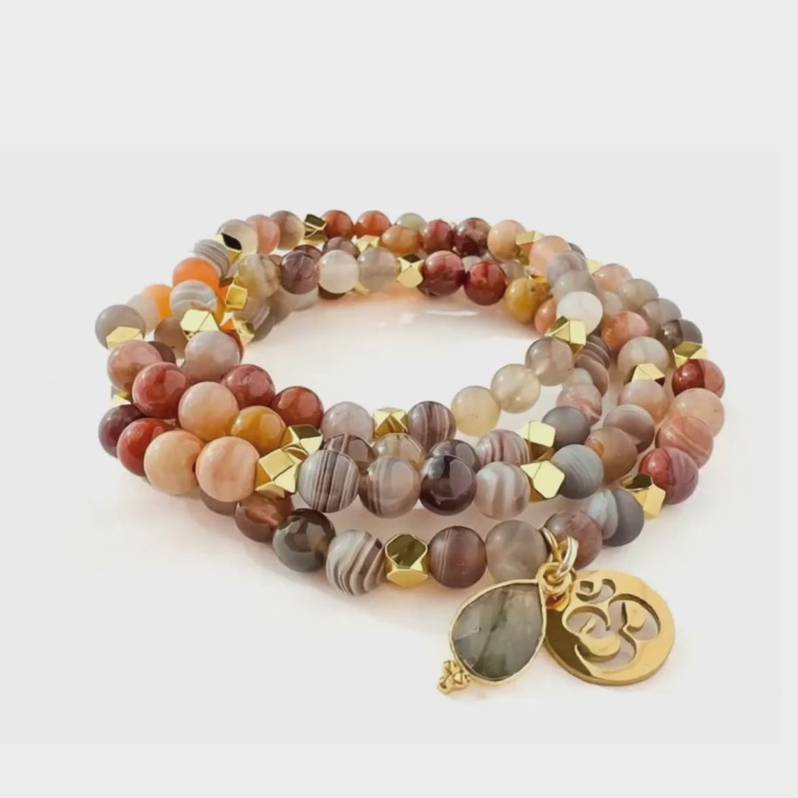 'Silent Lines' Armband - Botswana Achat 6mm