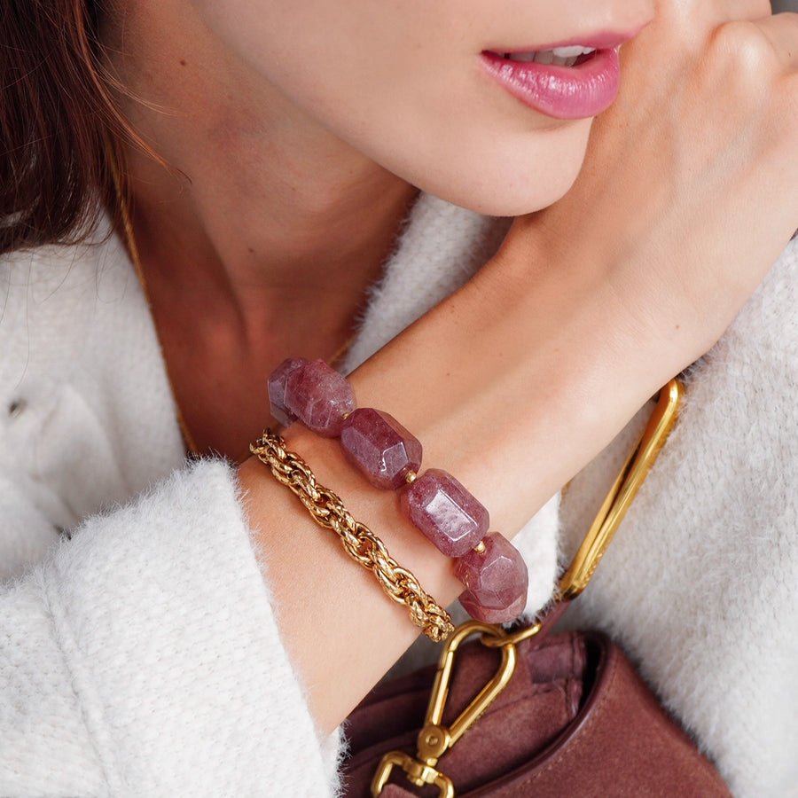 'Rosewood Fall' Edelstein Armband - Himbeerquarz