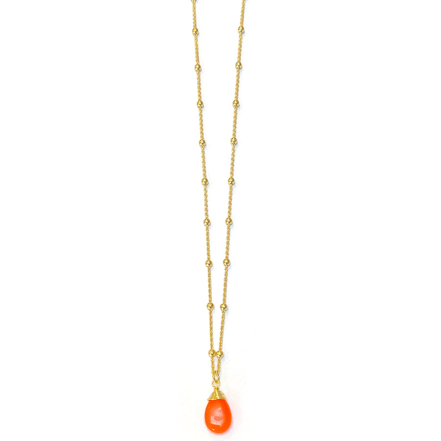 Kosmos Halskette mit orange Jade Tropfen Style Heaven