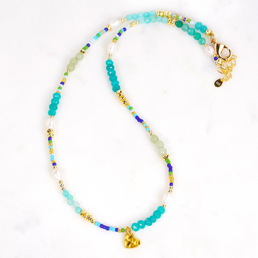 'Flow' Choker Halskette aus Jade und Süßwasser Perlen