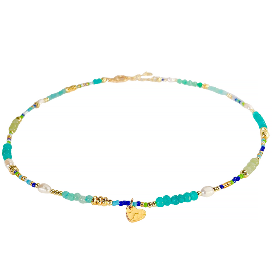 'Flow' Choker Halskette aus Jade und Süßwasser Perlen