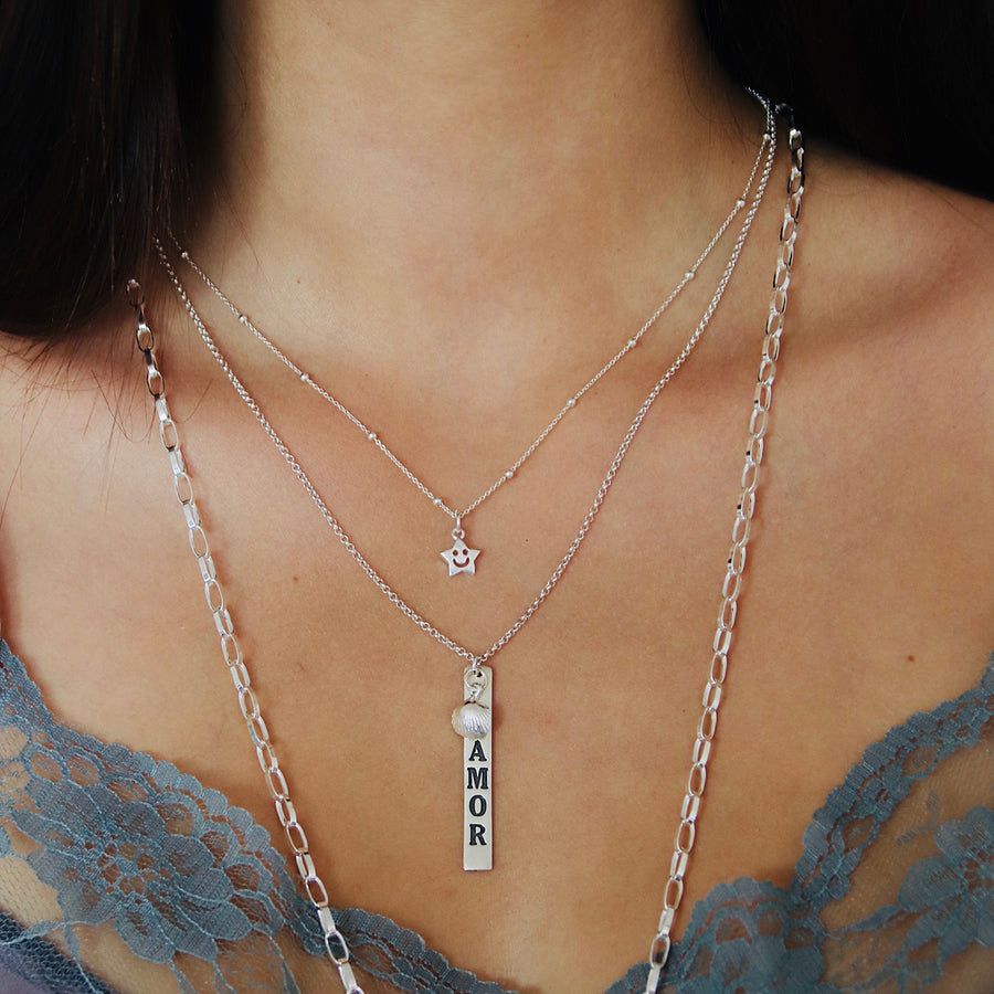Silber Halskette mit 'Amor' und Muschel Anhänger Style Heaven