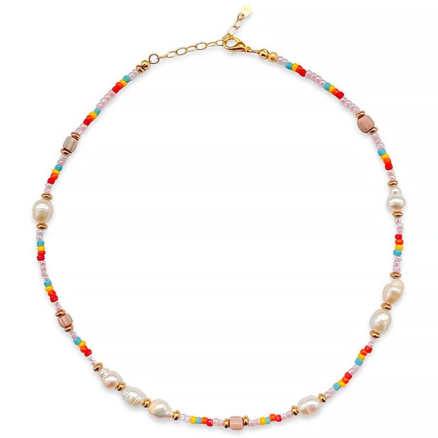 'Beach Days' Halskette mit Süßwasser Perlen, pastell multi