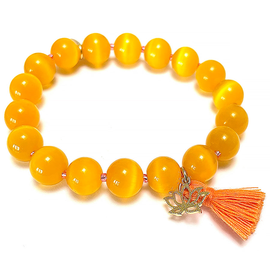 Boho Armband mit Katzenauge - orange