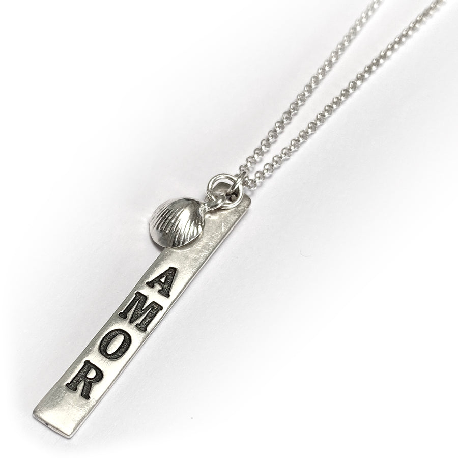 Silber Halskette mit 'Amor' und Muschel Anhänger Style Heaven